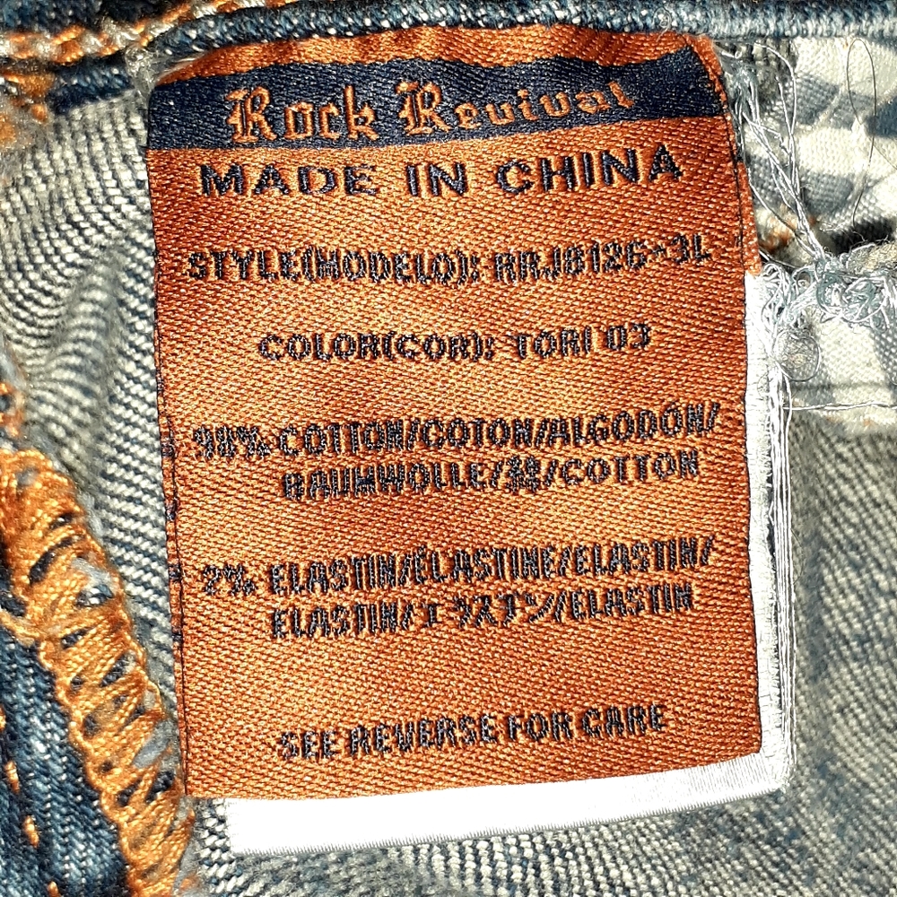 ROCK REVIVAL TORI WOMEN'S SIZE 28 DISTRESSED FADED BLUE LOGO DESIGNER - Picture 15 of 16